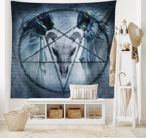 ABAKUHAUS Horror Haus Wandteppich, Teufel Traum Scary aus Weiches Mikrofaser Stoff Waschbar ohne Verblassen Digitaldruck, 150 x 110 cm, Blau