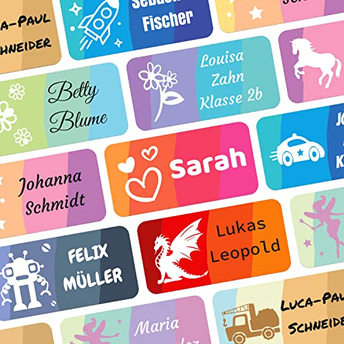 foliado® kids Namensaufkleber Kinder bis zu 3-zeilig Etikett 30x15mm Sticker Namensetikett Schule Kita personalisierte Klebeetiketten zur Kennzeichnung wasserfest APD-004 (60)