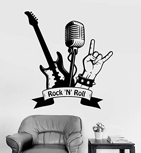 myrockshirt Wandtattoo Aufkleber Rock'n'roll Gitarre Mikrofon Musical s für alle glatten Flächen UV&Waschanlagenfest Autoa