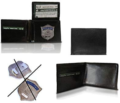 Portefeuille Cuir Porte-Documents sans Plaque Libre Vente Police d'État Modèle Plus Extra Ascot Italie Art.260PS