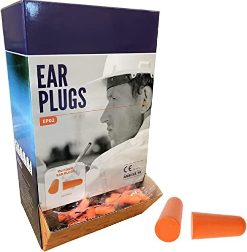 Disposable Ear Plugs 200 Pairs in Dispensing Box Ear Protection for Loud Working Environments