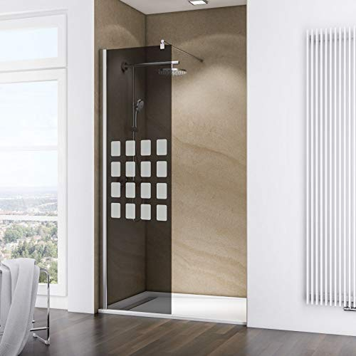 Schulte Alexa Style 2.0 Walk In Duschwand in Nische, 77 x 190 cm, 5 mm Sicherheitsglas ESG Grau Anthrazit mit Dekor Cubic