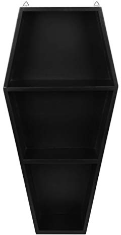 Horror-Shop Schwarzes Gothic Regal in Sarg Form mit 2 Böden als Wandregal für Nippes