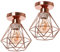 TOKIUS 2 Stück Retro Deckenlampen 16CM Vintage Deckenleuchte im Industrial Design Roségold Lampenschirm E27 Lampe aus Eisen Käfig Pendelleuchte Deckenlampe für Flur, Schlafzimmer, Küche
