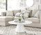 Furniturebox UK Round Coffee Table - Contemporary Minimalist Design With Tapered Central Pillar - White High-Gloss Finish - Living Room Furniture