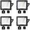 4 Pcs 100W LED Lampe Exterieur Detecteur de Mouvement, Projecteur Spot LED Extérieur Détecteur Blanc Froid IP67 Étanche, Eclairage Extérieur Avec Detecteur Jardin Garages, Façades, Parc