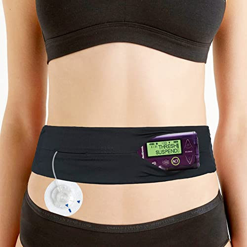 DiaBelt Kinder Diabetikerpumpengürtel für Insulinpumpe, verstellbare Hüfttasche, T1D, keine Sprungkraft, medizinische Halterung, Zubehör, für CGM Tubing, Epipen, Jungen und Mädchen, Schwarz