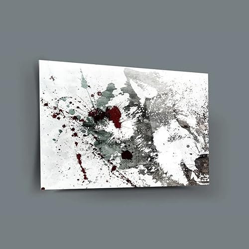 Wolf's Revenge Wanddekoration, Glas-Wandkunst, rahmenlos, frei schwimmend, gehärtetes Glas, Wohnzimmer-Dekoration (30 x 45 cm)