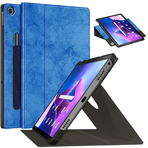 HEISHAYU Cover Custodia per lenovo tab M10 plus (3rd Gen) 10.6 Pollici TB-125F/128F tablet,Rotazione di 306 gradi con funzione sonno/riattivazione automatica,Blu