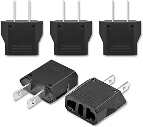 PNGOS Adapter für die USA, 5 Stück Adapter USA Deutschland Stecker Universal Travel Reiseadapter 2 Pin für Europa auf US/Thailand/China/Japan/Kanada/Mexiko