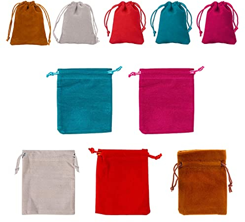 KARELLS Bolsas de Regalo de Terciopelo, 10 Piezas, Bolsitas para Joyería, Regalos, Bodas, Dulces y Fiestas - 9x7cm
