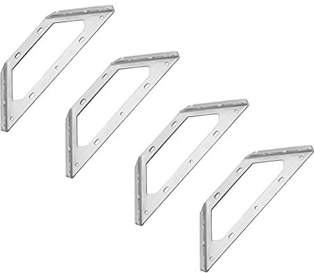 LIKERAINY 90 Grad Winkelverbinder 175x175mm Winkel Klammern Dreieck Form Ecke Klammer Edelstahl Möbelverbinder Winkel Verschluss Stuhl Regal-Stützverbinder 4 Stück
