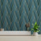 Debona Armando 2122 Papier peint en vinyle métallique Motif géométrique à chevrons Bleu sarcelle/doré