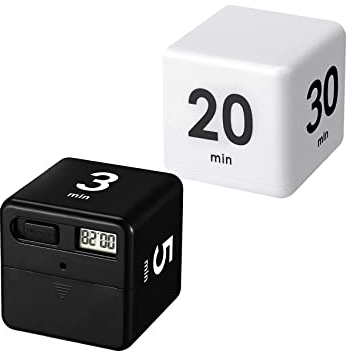 2 x Würfel-Schwerkraft-Sensor-Klapp-Timer, Küchen-Timer, Verwaltung und Countdown 1-3-5-10, 15-20-30-60 Minuten