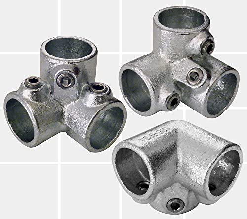 K I Metals Galvanized Tube Fittings - (116 Corner Through, 42mm OD Tube C42) Steel Connectors for Plumbing, Piping, & DIY Projects | Pipe Fittings for Residential, & Commercial Use | 2-PK