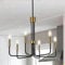 Moderne Kronleuchter Aus Messing Schwarz & Gold, Ø71cm, 6-Flammige Vintage Kronleuchter, Höhenverstellbare Pendelleuchte, Esszimmer, Kücheninsel, Wohnzimmer, Foyer E14 (Glühbirnen Nicht Enthalten)