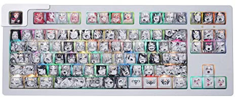 Japanese Anime Keycaps PBT OEM Profile Dye Sublimation Upgrade 108 Keycap Setwith Puller for Cherry Mx Gateron Kailh Switch Mechanical Keyboard 61/64/84/87/104/108 Layour