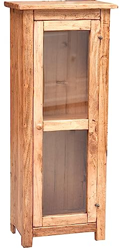 Biscottini Vitrine Salon en Bois Massif 40 x 25 x 98 cm-Buffet Cuisine Haute Made in Italy fermée bibliothèque avec Portes en Verre, 40X25X98