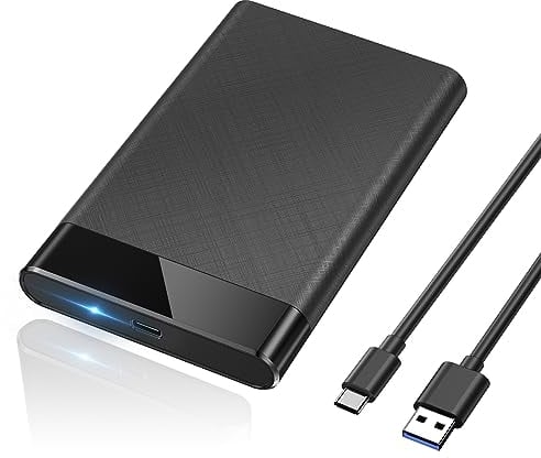 POSUGEAR Case Hard Disk 2.5, 6Gbps USB 3.1 Gen 2 Case SSD 2.5 per SATA III 7mm/9.5mm SSD HDD, Supporto UASP/TRIM & Nessuno Strumento Case Disco Rigido Compatibile con Toshiba Seagate PS4 Xbox-Nero