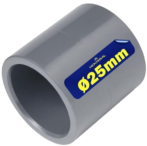 Manguito PVC U Ø 25 mm Se Utiliza para Unir Dos Tubos con Cola - Garantía de 10 Años - MONTERAL
