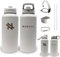 NORSVL Premium Stainless Steel Insulated Water Bottle 1L, Double Wall Vacuum Insulated Bottle, Sports Water Bottle, Hot & Cold Vacuum Flask, with 3 Lids, Paracord Handle, Bumper - Glacier Grey