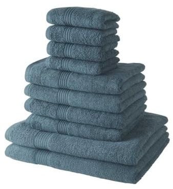 TODAY Lot de 4 Serviettes de Bain 30x50 + 4 Serviettes de bain50x90 + 2 Draps de Bain 70x130 cm 100% Coton - Paon