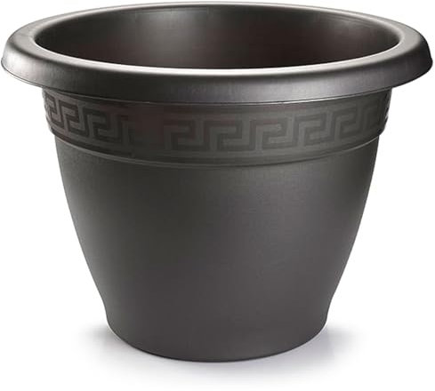 Acan Tradineur - Maceta Redonda Terracota - Fabricado en Plástico - Macetero Apto para Exterior e Interior del hogar - Ø 50 cm - Color Antracita