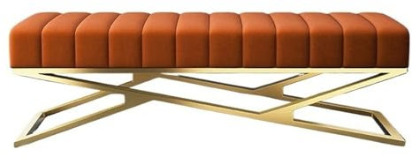 FUHAI-666 Bettbank Bekleidungsgeschäft, Umkleidekabine, Garderobe, Sofabank, Moderne, einfache Bank, Schlafzimmer-Nachtbank Polsterbank (Color : Orange, Size : 120 * 40 * 40cm)