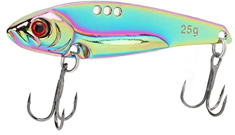 Blade Bait Angelköder, 25g 3D Metall Vib Blade Lure Künstliche Klinge Wobbler Swimbait Angelsets Crankbait Jigs Spinnerbait Lachs Forelle Angelausrüstung mit Drillingen Für Süßwasser Salzwasser