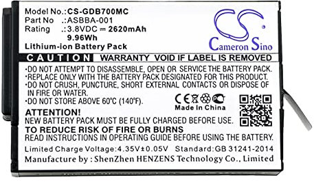 2620mAh 9.96Wh Battery Replacement for Gopro Fusion, Fusion VR 360 fit Part No. 601-12862-000, ASBBA-001, SBDC1B