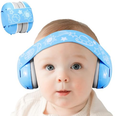 711TEK Orejeras de bebé con protección contra el ruido para bebés de 0 a 36 meses, 25 dB SNR, auriculares con cancelación de ruido para bebé, cancelación de ruido para avión, dormir, exteriores (azul)