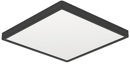 EGLO LED Deckenleuchte Fueva 6, quadratische Deckenlampe | Aufbaulampe aus Kunststoff in Schwarz und Weiß, Deckenbeleuchtung warmweiß-kaltweiß, 39x39 cm
