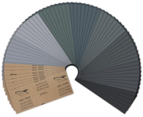 URAQT Papier de Verre 72 Pièces, Papier Abrasif 400/600/800/1000/1200/1500/2000/2500/3000 Grains, papier à poncer fin pour la finition des voitures métal bois peinture murs 9 X 3,6 Inch