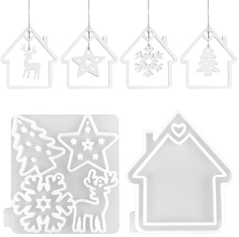 Silikonformen Gießformen Häuser Kerzenformen zum Gießen, Silikonform Haus mit Fenster, Kerzenform Seifenform Epoxidharz Formen Haus Silikonform für Sojawachs Kerzen, Seife, Gips, Handwerk (A-10)