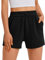 PINSPARK Kurze Hose Damen Sport Shorts Sommer Laufhose Hohe Taille Laufshorts mit Taschen Sporthose Schnelltrockene Wanderhose Running Shorts für Fitness Gym Yoga Schwarz S