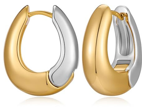 LILIE&WHITE Ohrringe für Damen Bicolor Creolen für Damen, Modernes Design in Gold und Silber, Elegante Ohrringe für jeden Anlass