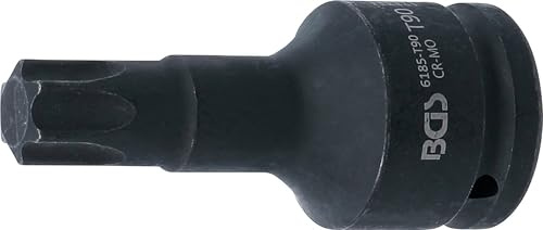 BGS 6185-T90 | Kraft-Bit-Einsatz | Länge 100 mm | T-Profil (für Torx) T90 | Antrieb Innenvierkant 20 mm (3/4) | Hand- und Schlagschrauberbetrieb | Aufnahme für Arretierstift/Gummiring