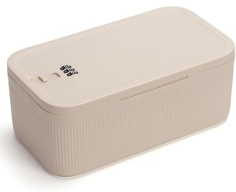 HIKENRI Lockable Storage Box,Medicine Storage Box,Fridge Lock Box For Kitchen/Home/School/Fridge/Personal/Travel/Office/Cell Phone(Beige)