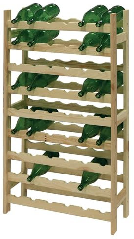 MA MAISON Cantinetta in Legno Portabottiglie per 54 Bottiglie di Vino 9 Ripiani a Incastro 63x27x120h cm -Per la Casa, Soggiorno, Cantina, Ristorante, Bar, Hotel- Mobiletto da Arredo