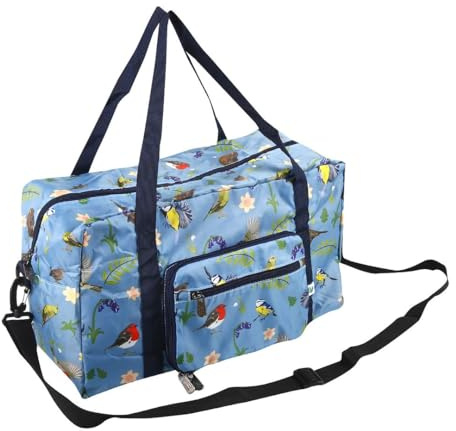 Eco Chic Recycled Cabin Holdall Bag, 40x20x25 for Ryanair Underseat Carry-On Luggage, Lightweight Foldable Water-Resistant Travel Duffle (RSPB Birds Blue)