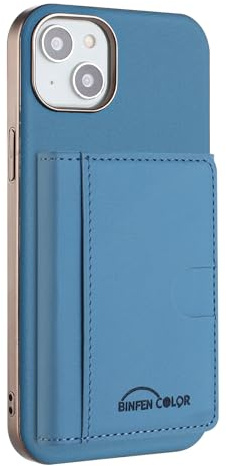 2 in 1 Magnetic Phone Case for iPhone 14 with Trifold Card Holder, RFID Blocking, Wireless Charging sky blue