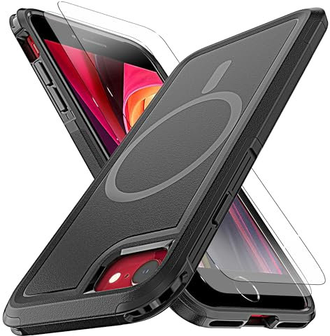 YmhxcY for iPhone 7/8 / SE 2022/2020 Case Compatible with MagSafe, Shockproof Scratch-Resistant Hard PC + TPU Bumper Cover Magnetic Case for iPhone 7/8 /SE 2022/2020 4.7''-Black