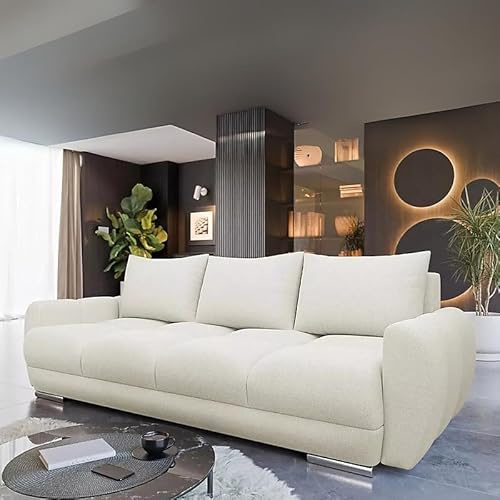 Agritrade AK Velour Fabric Sofa Bed Easy to Clean Upholstery Pull Out Bed Storage Bonell Springs Cream - LOGO 3