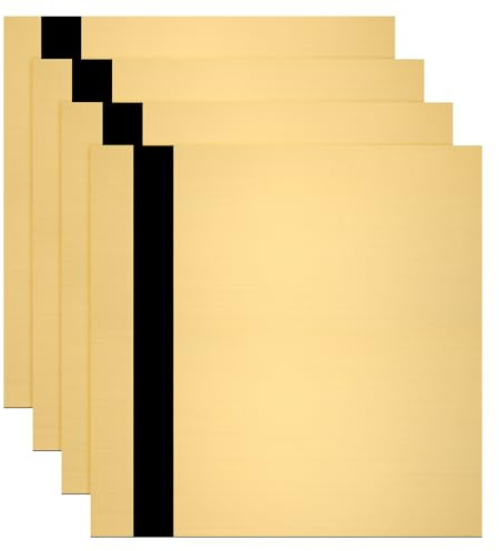 PATIKIL 4 Stück Laser Gravurplatte 11.8x11.8 Doppelfarbige ABS Plastik Gravurplatte Material Für Tafel Individuelles Bastel Namensschild Büroetikett DIY Gebürstetes Gold/Schwarz