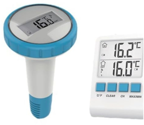 EasyByMall Funk Outdoor Pool Thermometer mit HD Digitalanzeige, -20°C bis 60°C Reichweite, Wetterfeste Fernüberwachung für Schwimmbäder