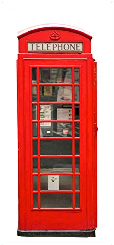 Wallario Selbstklebende Türtapete London Rote Telefonzelle - Türposter 93 x 205 cm Abwischbar, rückstandsfrei zu entfernen