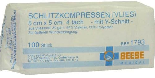 SCHLITZKOMPRESSEN Vlies 5x5 cm unsteril 4fach 100 St