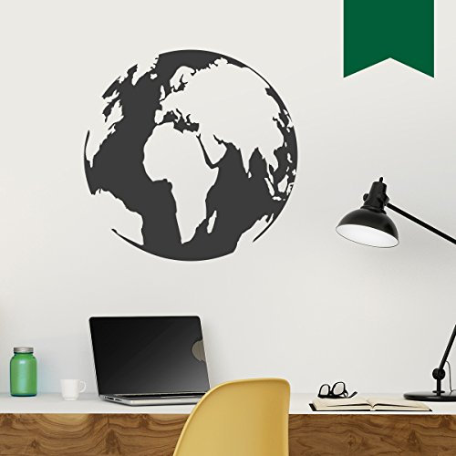 WANDKINGS Wandtattoo Globus - Ozeane 70 x 70 cm - Dunkelgrün - 35 Farben zur Wahl
