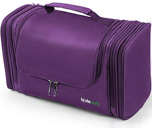 Lavievert Toiletry Bag/Makeup Organizer/Cosmetic Bag/Portable Travel Kit Organizer/Household Storage Pack/Bathroom Storage with Hanging for Business, Vacation, Household (Purple)