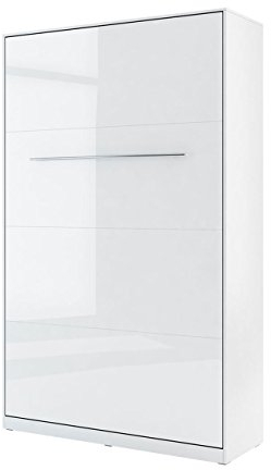 Mirjan24 Schrankbett Concept Pro I Vertical, Wandklappbett inkl. Lattenrost, Bettschrank, Wandbett, Schrank mit integriertem Klappbett, Funktionsbett (120x200 cm, Weiß/Weiß Hochglanz)